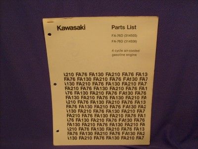 KAWASAKI FA76D PARTS LIST 4 CYCLE GAS ENGINE  