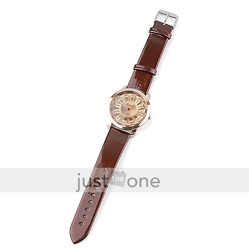 Fashion Men Women Faux Leather Band Quartz Wrist Watch  