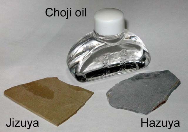 Japanese Sword Choji Oil 20 cc & Hazuya Jizuya 20 gm Polish Stones 