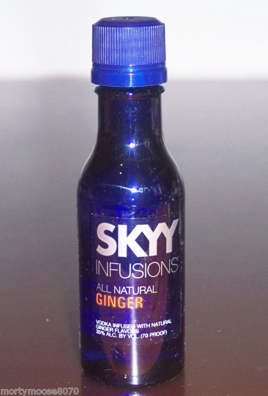 SKYY GINGER VODKA 50ML MINIATURE COBALT BLUE BOTTLE  