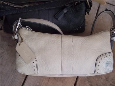 COACH black cream leather hobo 2 purse bag tassle Hang tag lot  