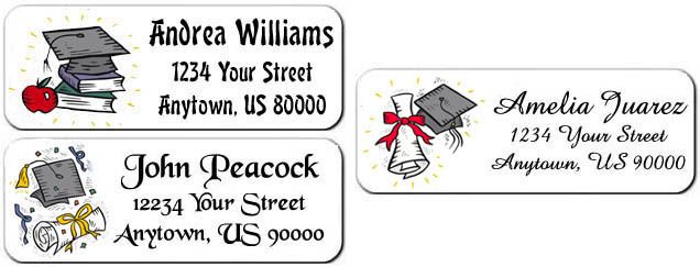 30 Graduation diploma cap books balloons Personalized Return Address 