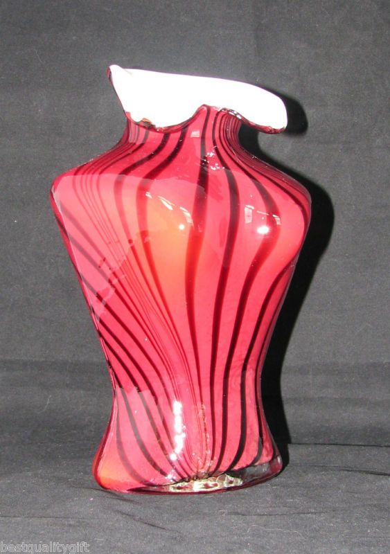 MURANO STYLE GLASSWARE WOMENS BURGUNDY BUST VASE NEW  