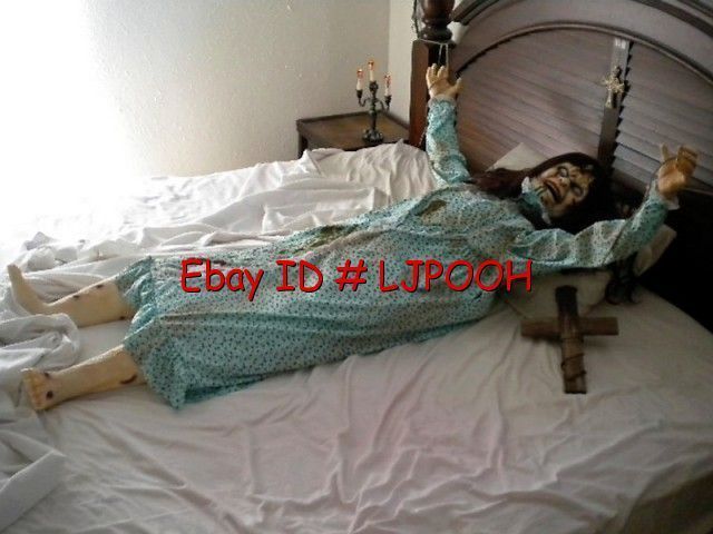 ANIMATED LIFESIZE EXORCIST GIRL HALLOWEEN PROP FIGURE   POSSESSED 