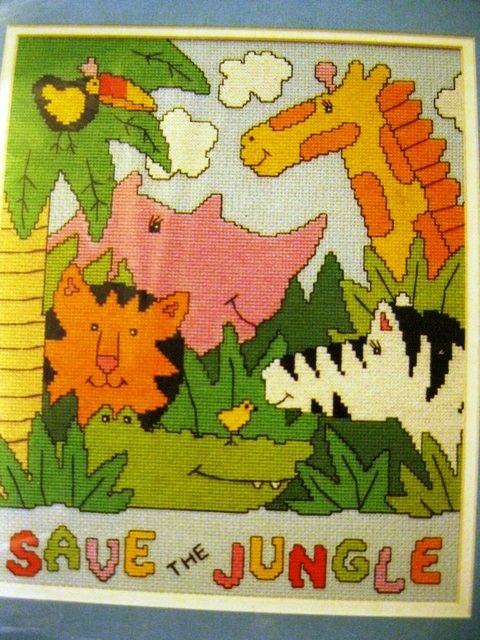   3962 SAVE THE JUNGLE 10x12 cross stitch 1991 unopened FreeShip  