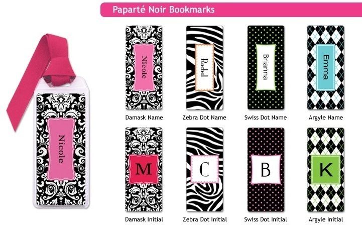 Personalized Paparte bookmarks Damask, Argyle, dots, Zebra print 