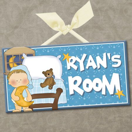 PERSONALIZED Kids Room Door Sign SWEET DREAMS   BEDTIME BOY Cute Wall 