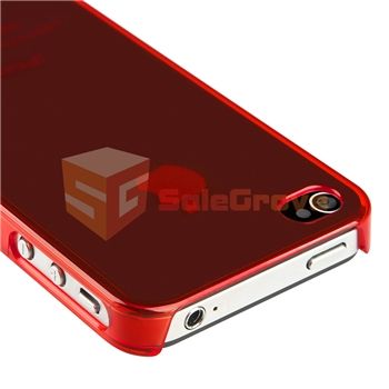 Clear Red Slim Hard Case+PRIVACY FILTER for Sprint Verizon AT&T iPhone 