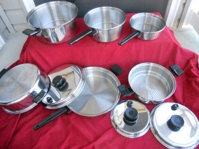 ROYAL PRESTIGE WATERLESS STAINLESS COOKWARE SET 7 PLY POTS PAN SKILLET 