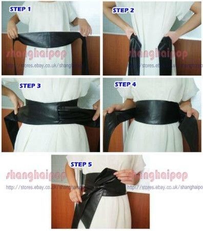 Bowtie Bow Knot Corset Wide Waist Band Faux Leather Belt OBI CINCH 