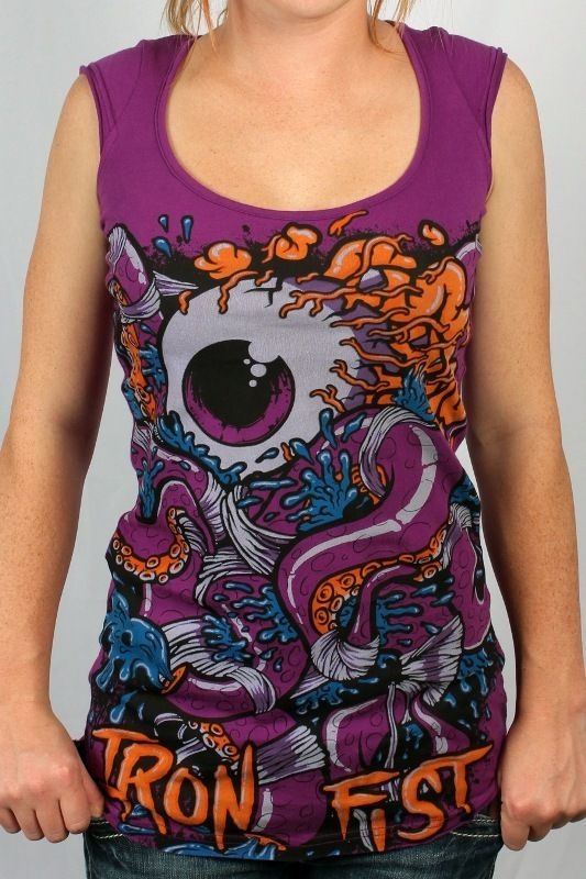 IRON FIST OH NO CIRCLE BACK PURPLE TSHIRT TOP XS  