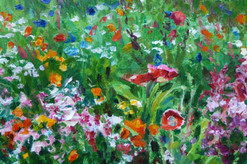 IMPRESSIONIST FLOWER GARDEN PAINTING  