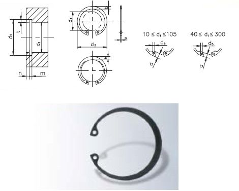 inner retaining ring , circlip for bore = 170 mm  