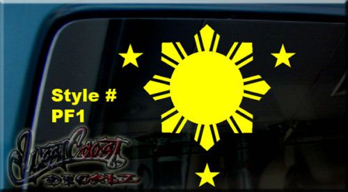 Philippine FLAG SUN & STARS Vinyl DECAL STICKER WINDOW  