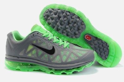 NIKE AIR MAX+ 2011 COOL GRAY/ GREEN RUNNING SHOE BRAND NEW IN BOX 