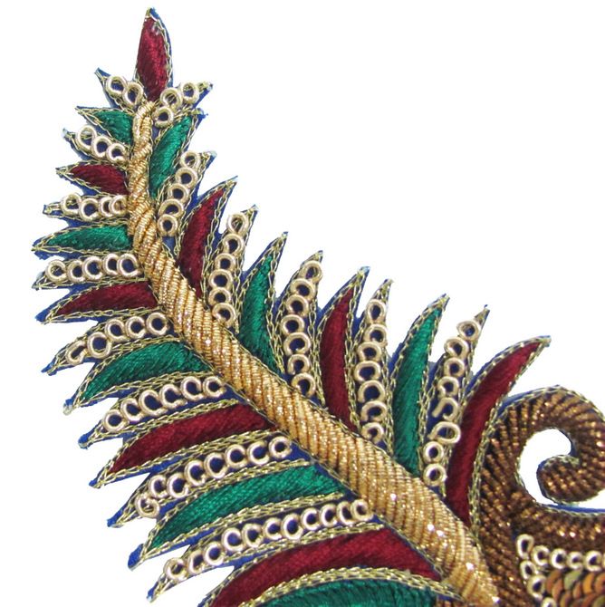 PC PEACOCK SEQUIN BULLION EMBROIDERY APPLIQUE PATCH  