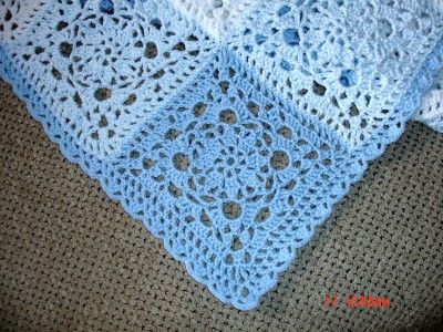 New Hand Crocheted BABY AFGHAN   BLOCK PATTERN blanket   you choose 