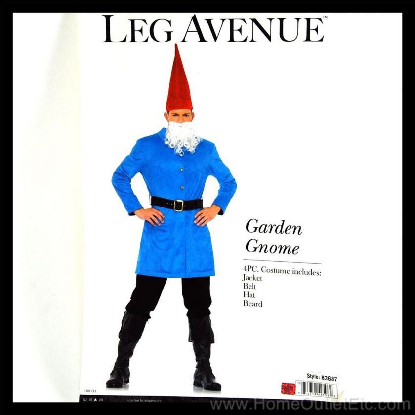 Mens 4 PC. GARDEN GNOME Dwarf Lawn Roaming Leg Avenue 83687 Adult 