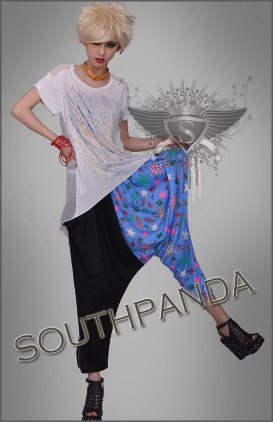 SL291 Funny Colorful Low Crotch Harem Pants Punk Goth  