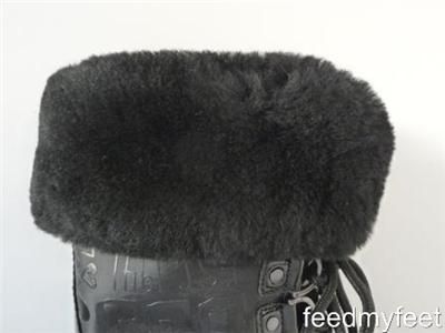 Coach Leonora Black Poppy Graffiti Fur Boots Shoes 5  