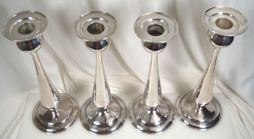 Arts & Crafts KALO Hand Wrought Sterling Candlesticks   Set of 4 