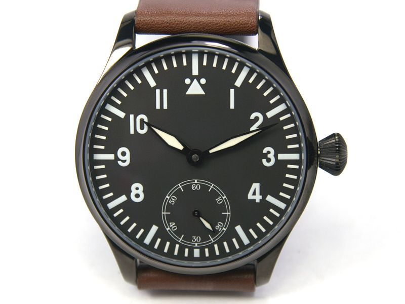 203 parnis 44mm classic pilot 6498 handwind pvd watch  