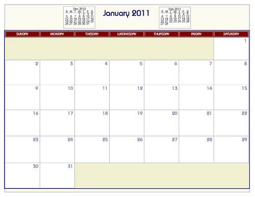 Printable PDF Wall Calendar 2011, 2012, 2013, 2014etc  