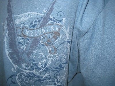 Mens Western Wrangler T Shirts Light Blue Team Roping  