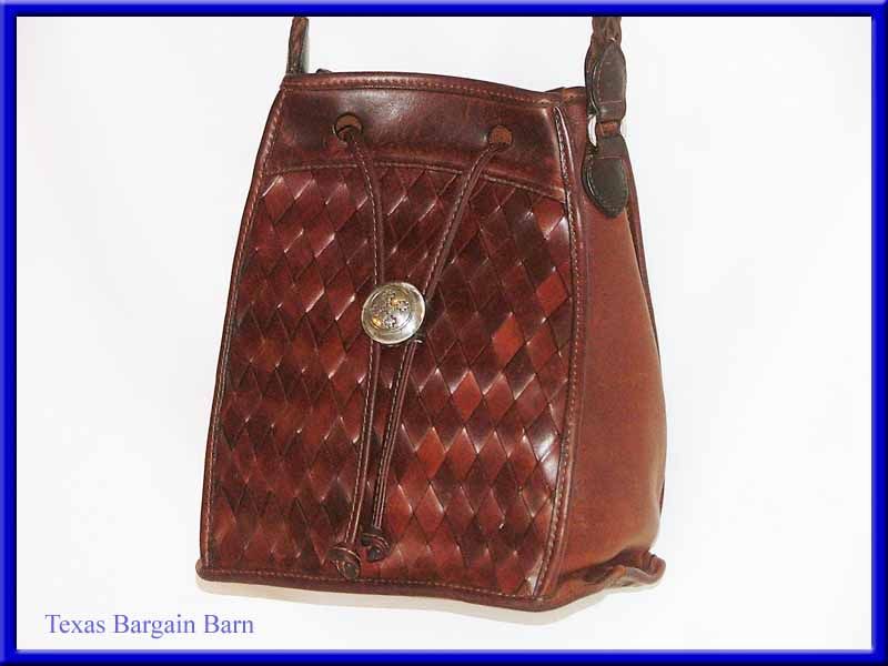 BRIGHTON PURSE ~ Brown Leather Western/Southwest/Weave/Shoulder Bag 