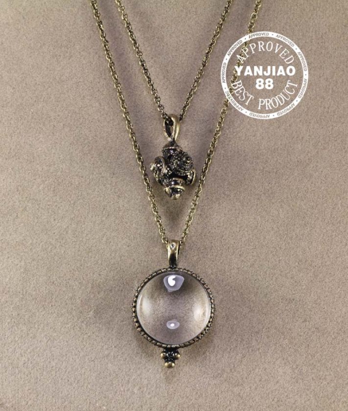 Lucky Brand MAGNIFYING GLASS 2 layers Necklace Free Ship by USPS 