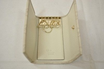 GUCCI KEY HOLDER TRI FOLD WALLET GG GUCCISSIMA LEATHER LIGHT GREY 