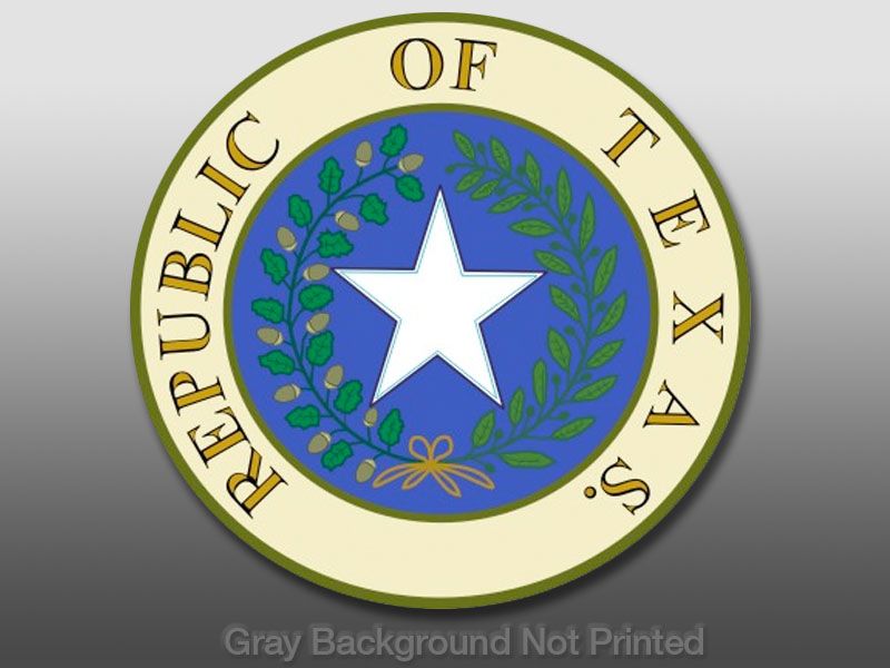 Republic of Texas Seal Sticker  car state window decal  