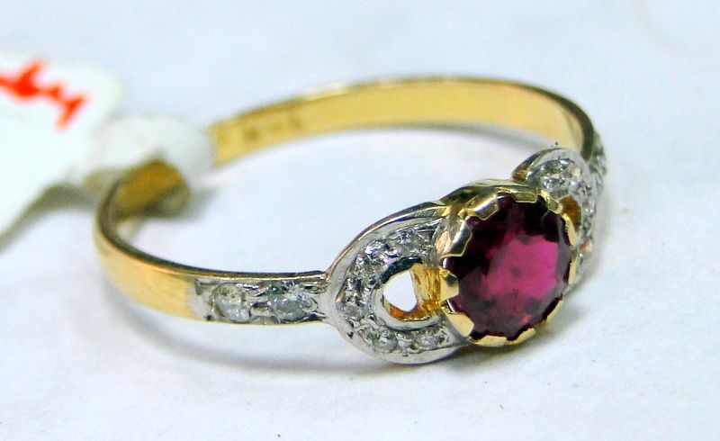 14 cts solid gold diamond Ring genuine Ruby jewelry  