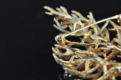   Vintage 1966 Karbra Heavy 14K Gold Diamond Tree Branch Pin Brooch