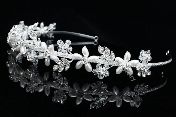 Handmade Rhinestone Crystal Pearl Flower Star Bridal Wedding Headband 