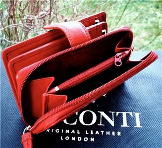 QUALITY LADIES PURSE WALLET soft LEATHER RED + gift box VISCONTI BNWT 