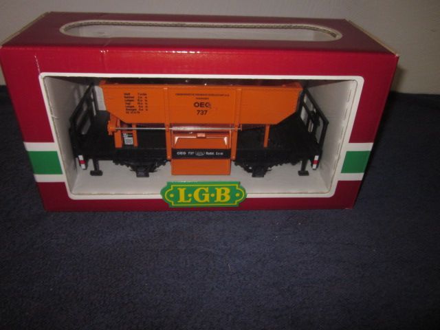 LGB 4041 G SCALE OEG 737 GRAVEL ORE BALLAST CAR ORANGE W/OB  