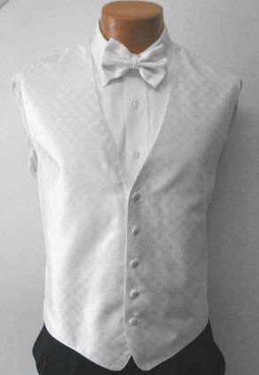 Mens White Patterned Fusion Fullback Vest Wedding Prom  