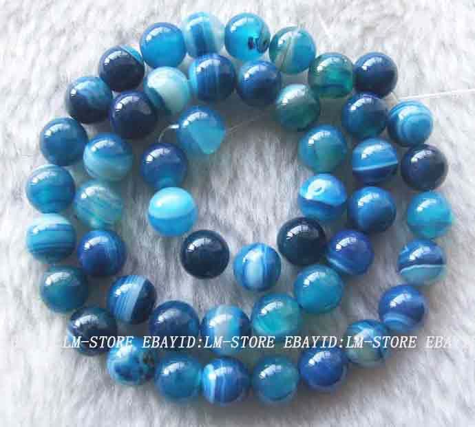 8mm Blue Agate Round Beads 16   