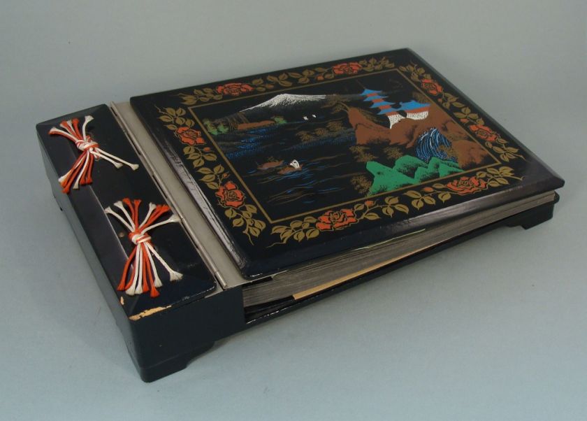 VINTAGE JAPANESE LACQUER MUSICAL PHOTO ALBUM PRISTINE  