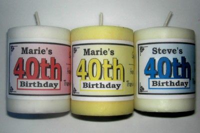 40th BIRTHDAY PARTY FAVORS VOTIVE CANDLE LABELS  
