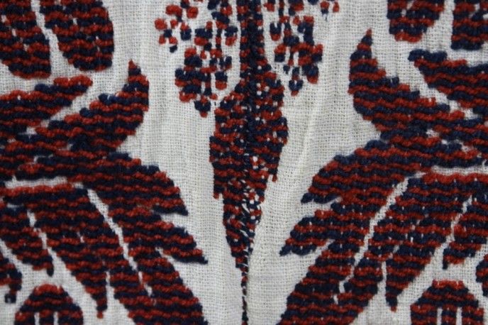 L29 ANTIQUE AMERICAN 19th CENTURY SUMMER WINTER COVERLET RED BLUE 