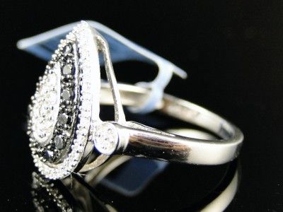 WOMENS UNIQUE BLACK/WHITE DIAMOND FASHION RING 1/2 CT  