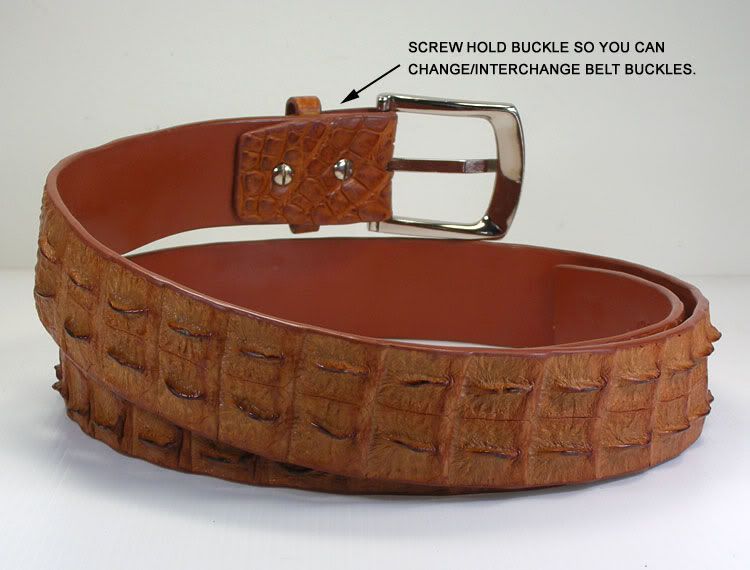 EXTREME ARMOR LIGHT BROWN BACKBONE GENUINE CROCODILE SKIN BELTS.