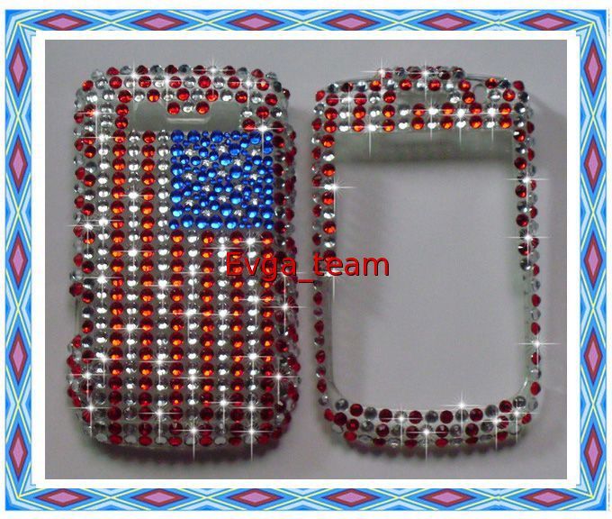 US Flag Bling Hard Case Cover For BlackBerry 8900  