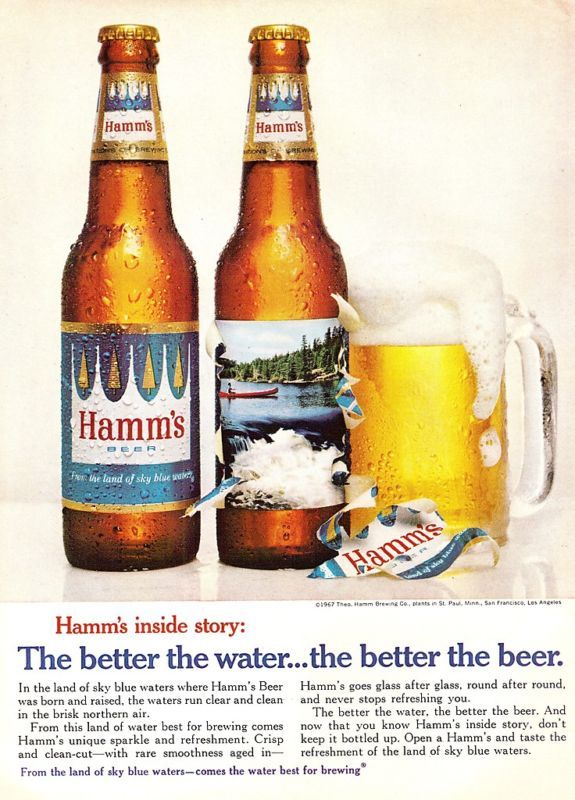 1966~HAMMS BEER~White Water Canoe/Kayak Mug~Ad Print  