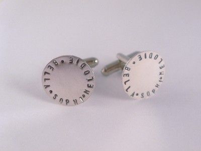 Cufflinks Men Sterling Silver Personalized Hand Stamped  