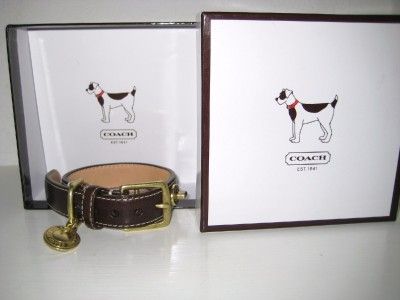 COACH XS Brown Leather Turnlock Charm Collar NIB w/Tags  