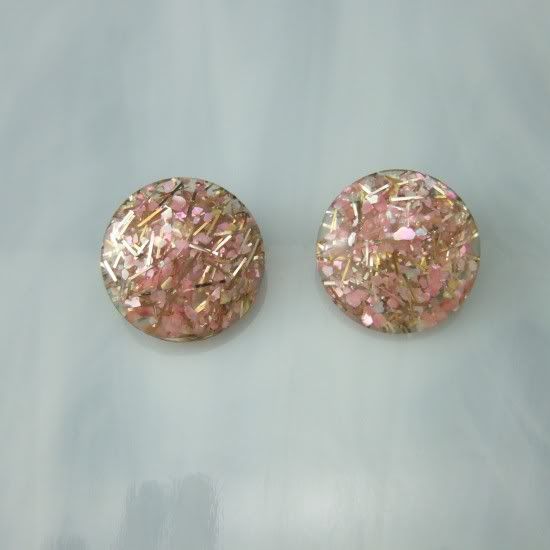 Pink Confetti Lucite Vintage Clip Earrings  