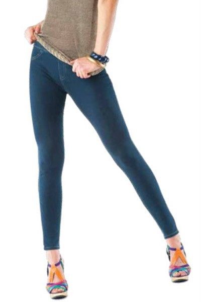 Hue Womens Hue Solid Skinny Jeanz Leggings Navy Denim U11880  